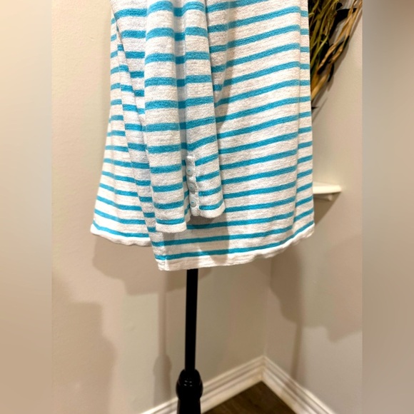 J. Jill Linen Blend Striped 3/4 Sleeve Boxy front pocket Tunic Size Large - Picture 3 of 10